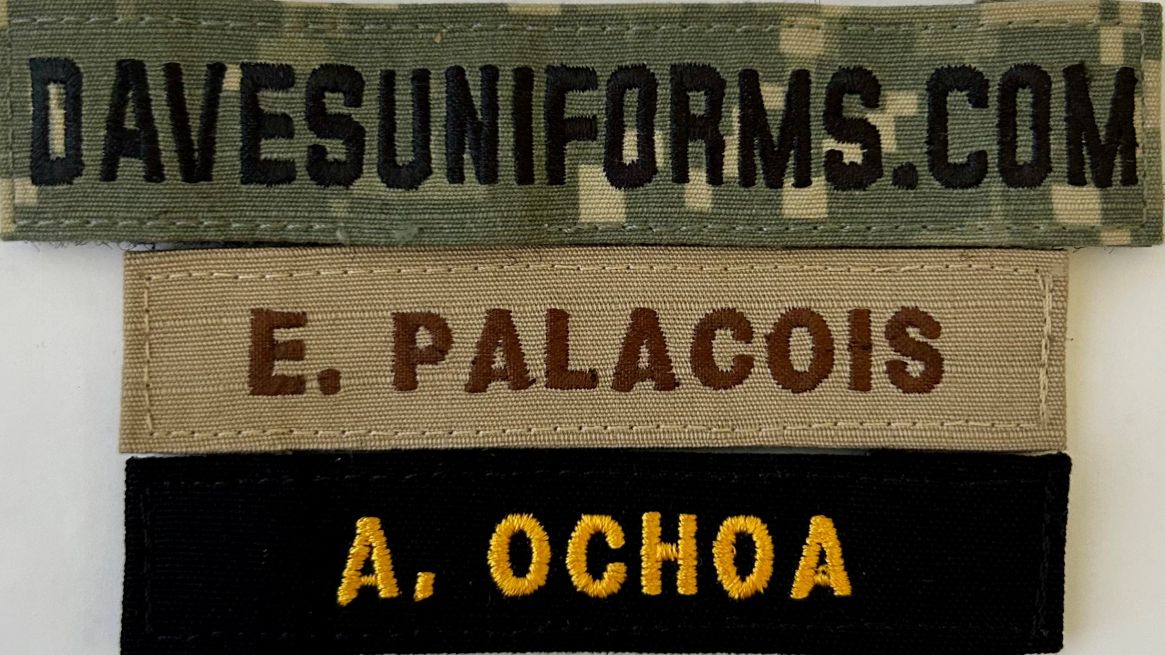 NAME TAPES or MILITARY BRANCH 3/4"T X 4"L - VELCRO.